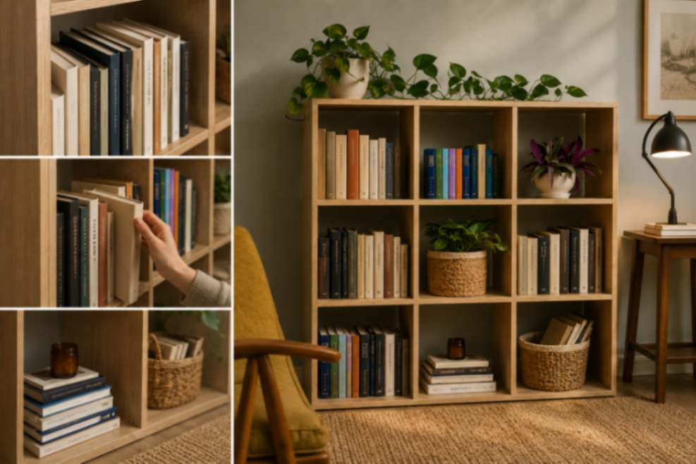 Передусім для книг — Лесів стелаж для порядку в кімнаті — організований мінімалістичний варіант з чорного металу для дитячої кімнати